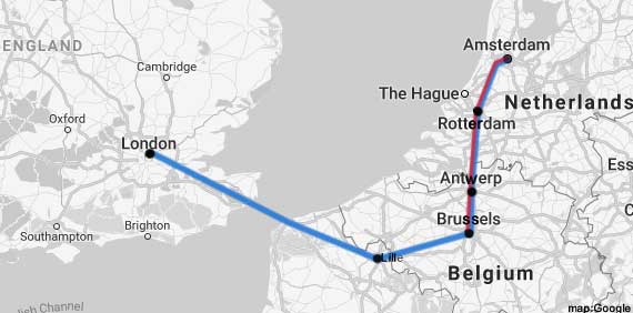 amsterdam-london rail map