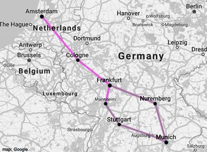amsterdam-munich rail map