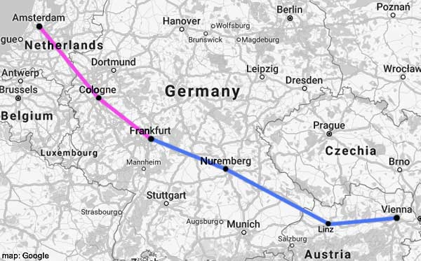 amsterdam-vienna rail map