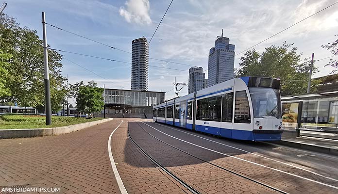 tram at amstel station amsterdam