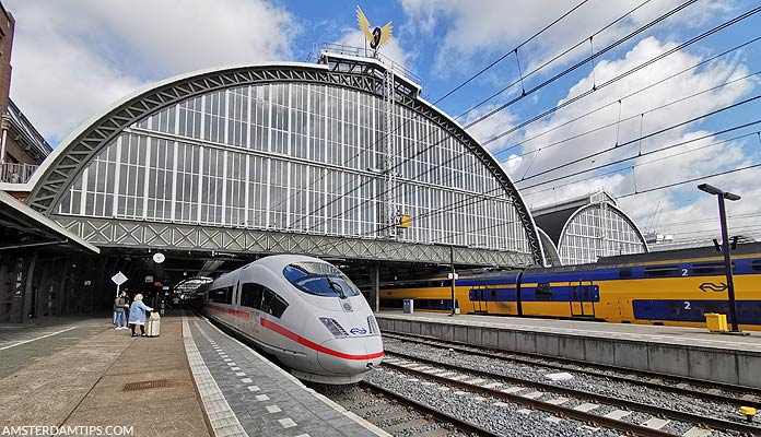 amsterdam central platforms with ICE train