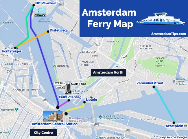 amsterdam ferry map