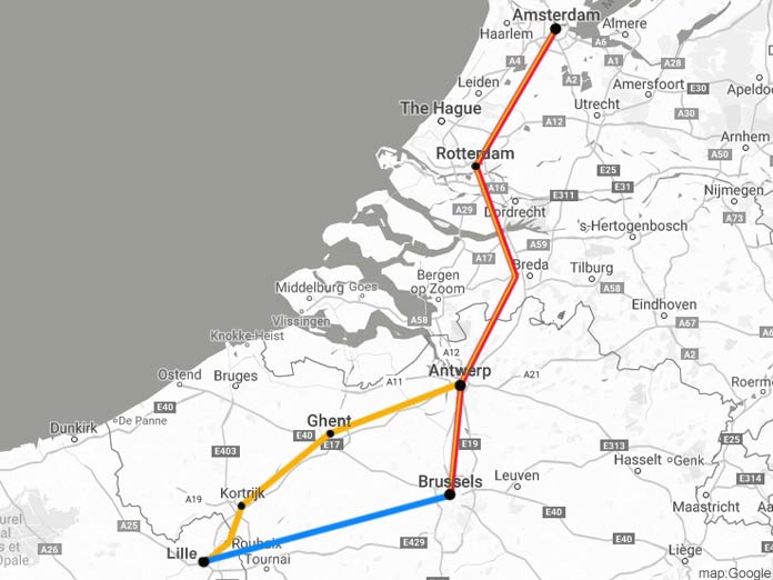 amsterdam-lille rail map