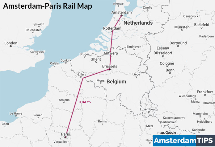 amsterdam-paris rail map