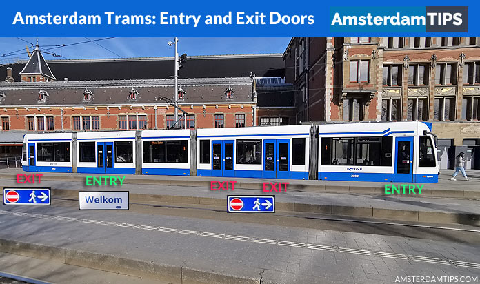 amsterdam tram entry and exit doors