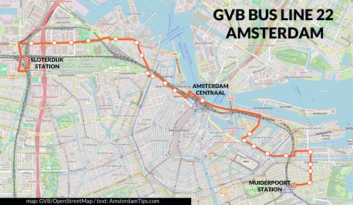 gvb bus line 22 amsterdam route map