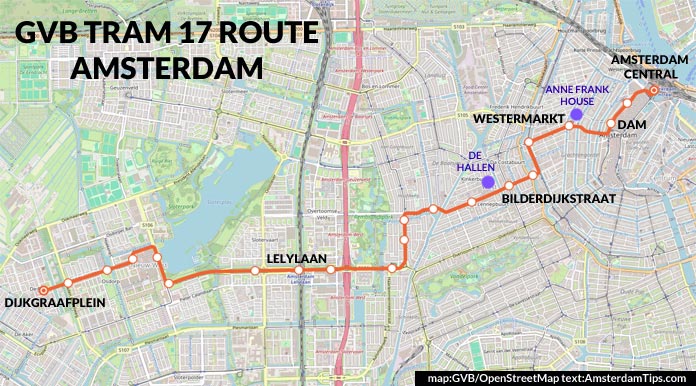 gvb tram 17 route amsterdam