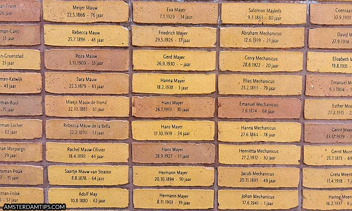 holocaust name monument amsterdam bricks