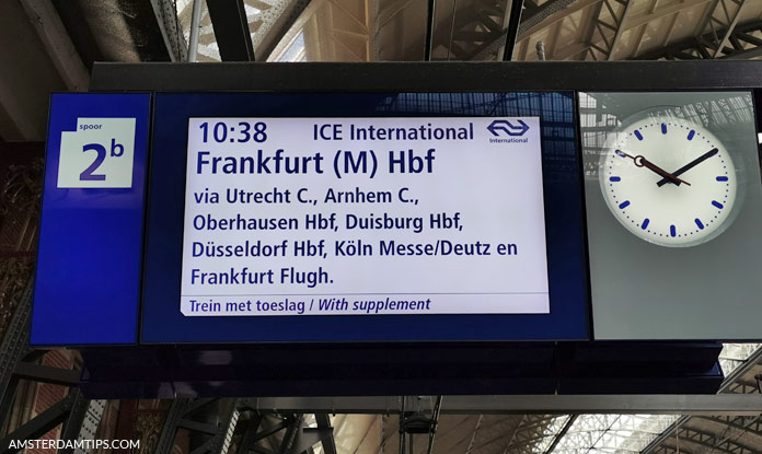 ice international train departure board amsterdam