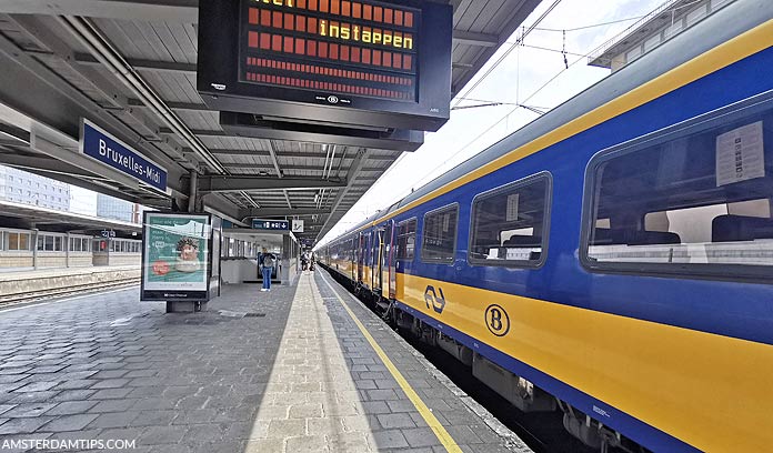 intercity brussels train at brussels zuid midi station