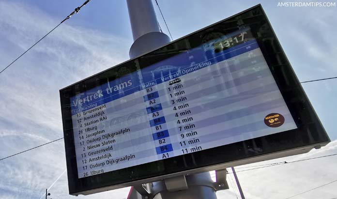 tram info boards amsterdam central